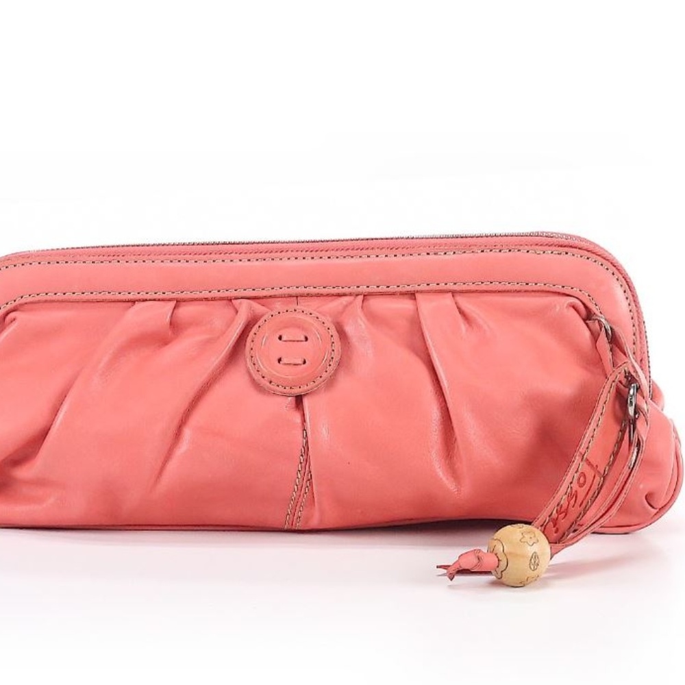 Coral Leather Fossil Clutch